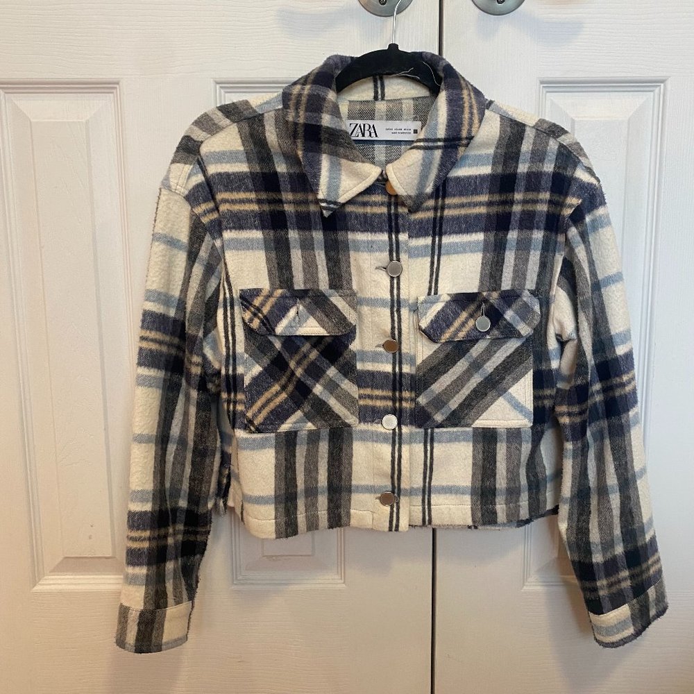 Zara Cropped Shacket XS